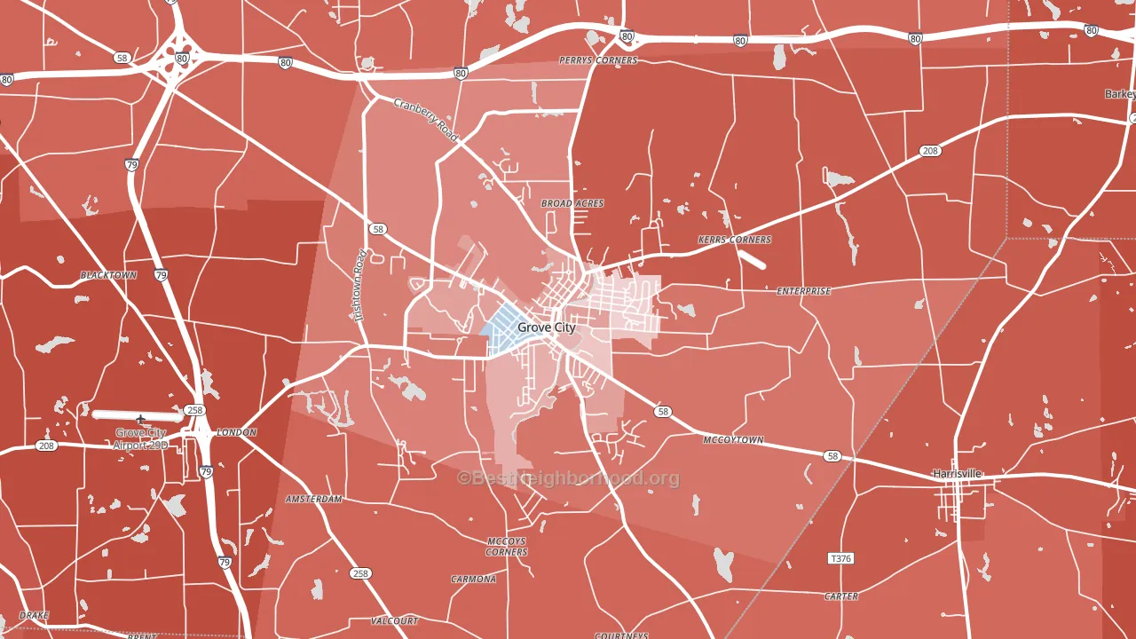 Grove City, PA block-group political-lean map