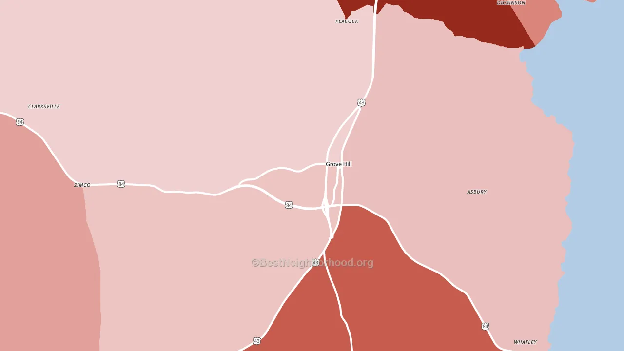 Grove Hill, AL block-group political-lean map