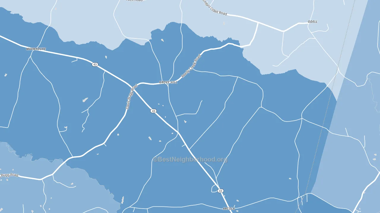 Grove Hill, NC block-group political-lean map