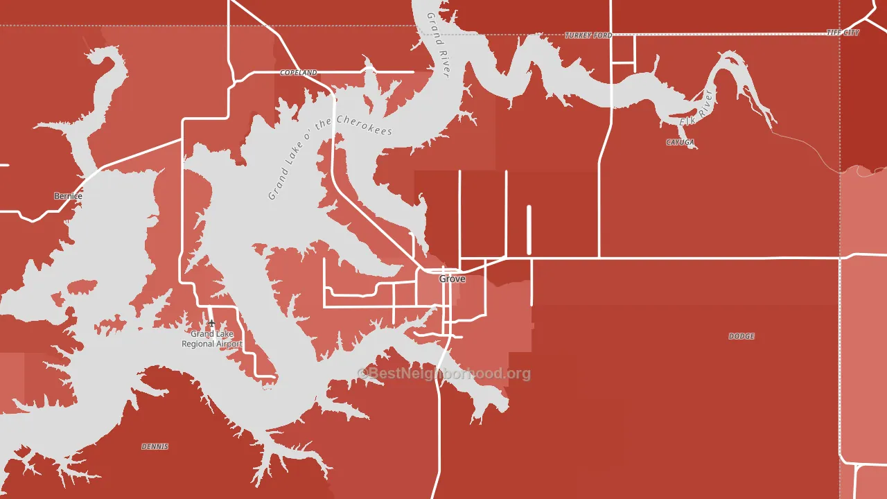 Grove, OK block-group political-lean map