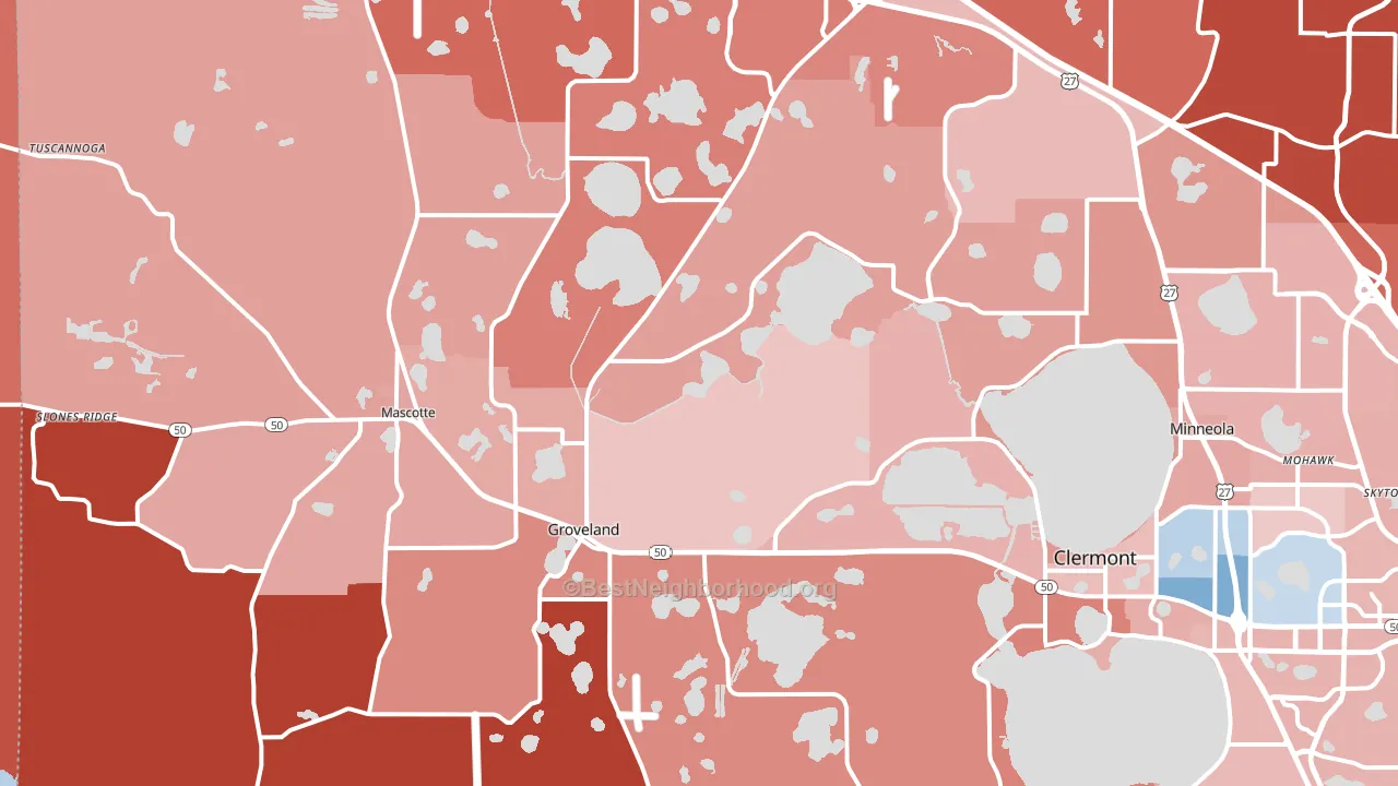 Groveland, FL block-group political-lean map