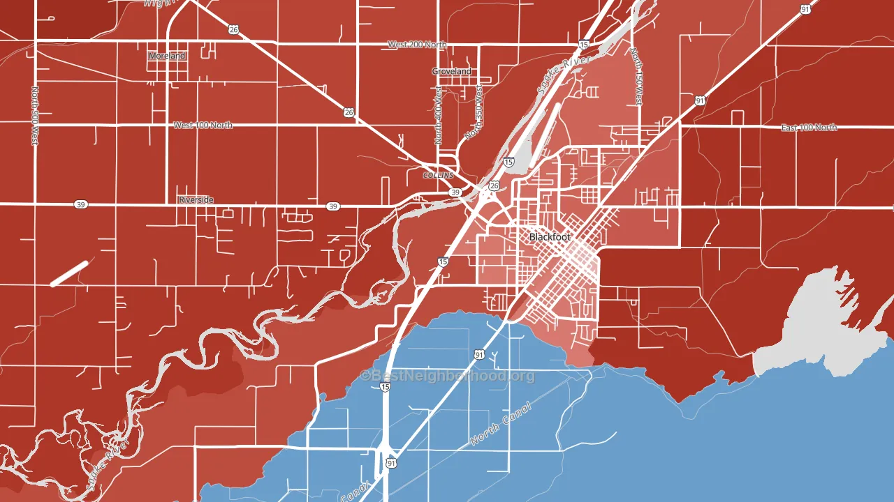 Groveland, ID block-group political-lean map