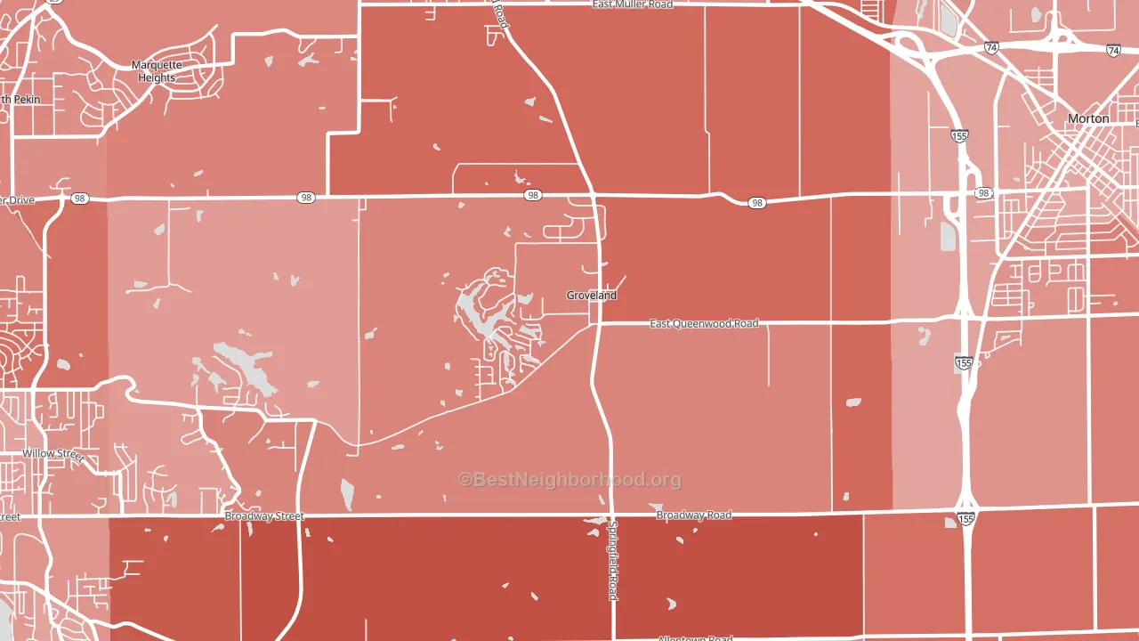 Groveland, IL block-group political-lean map