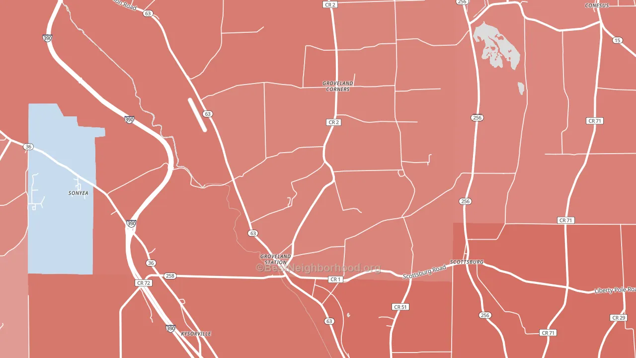 Groveland, NY block-group political-lean map