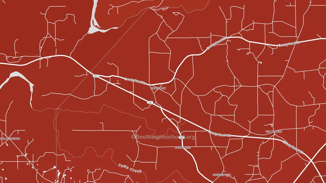 Groveoak, AL block-group political-lean map