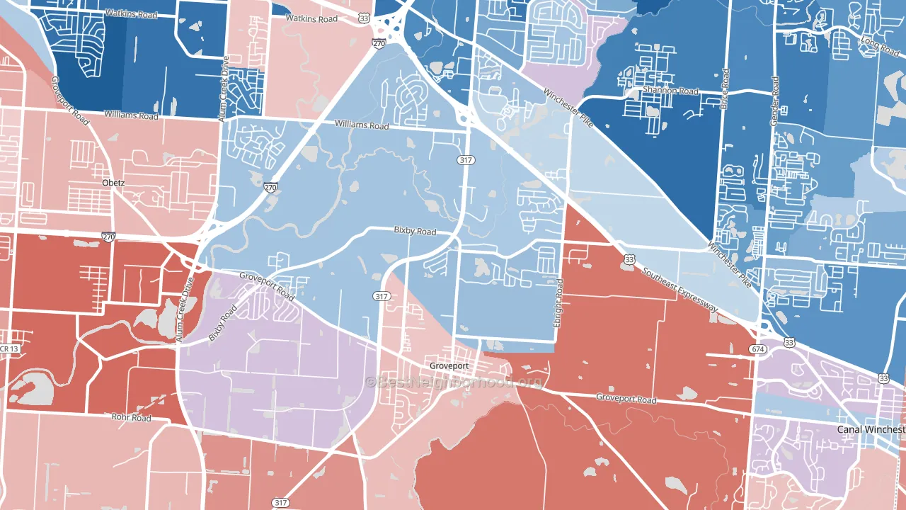 Groveport, OH block-group political-lean map