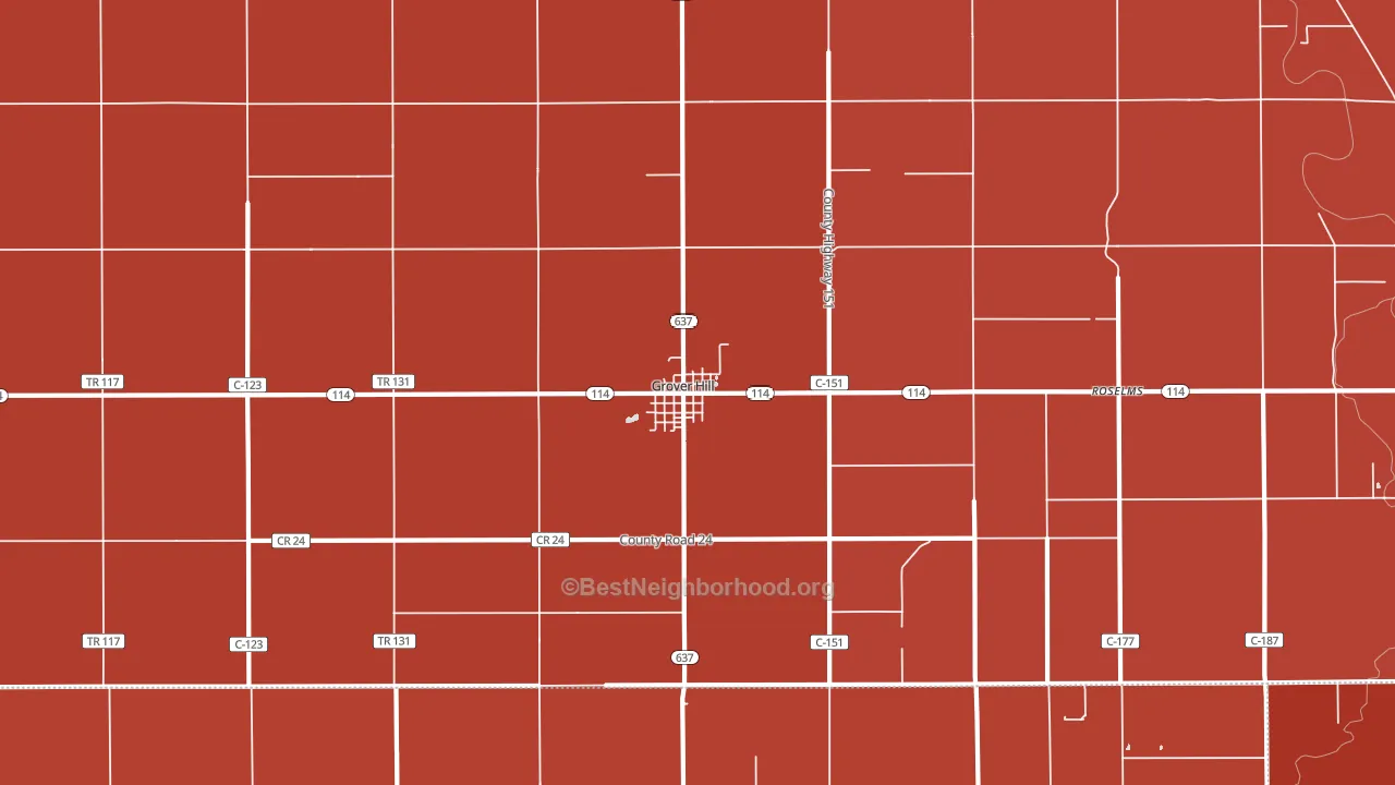 Grover Hill, OH block-group political-lean map