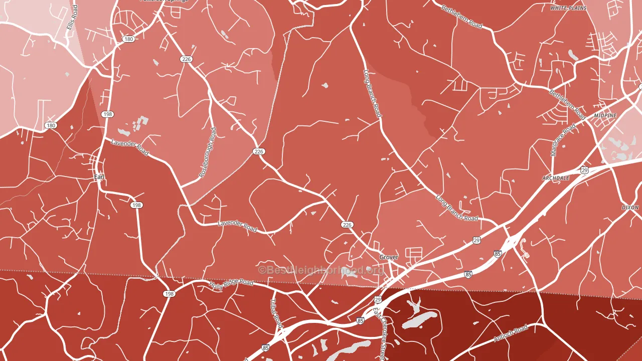 Grover, NC block-group political-lean map