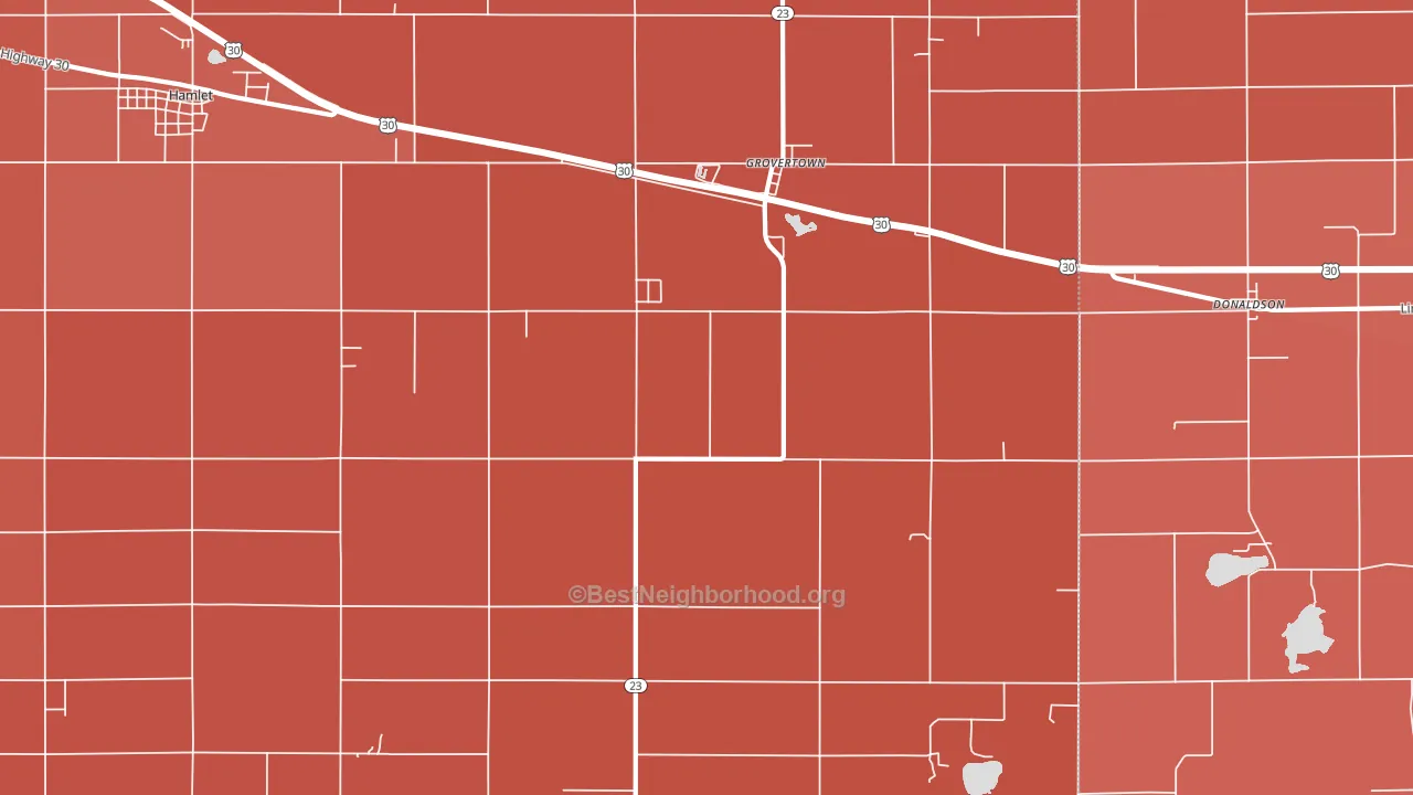 Grovertown, IN block-group political-lean map