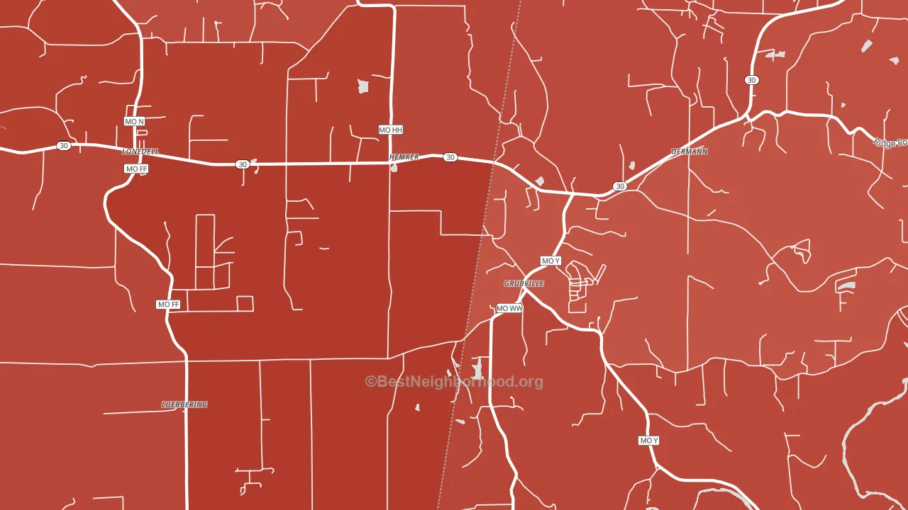 Grubville, MO block-group political-lean map