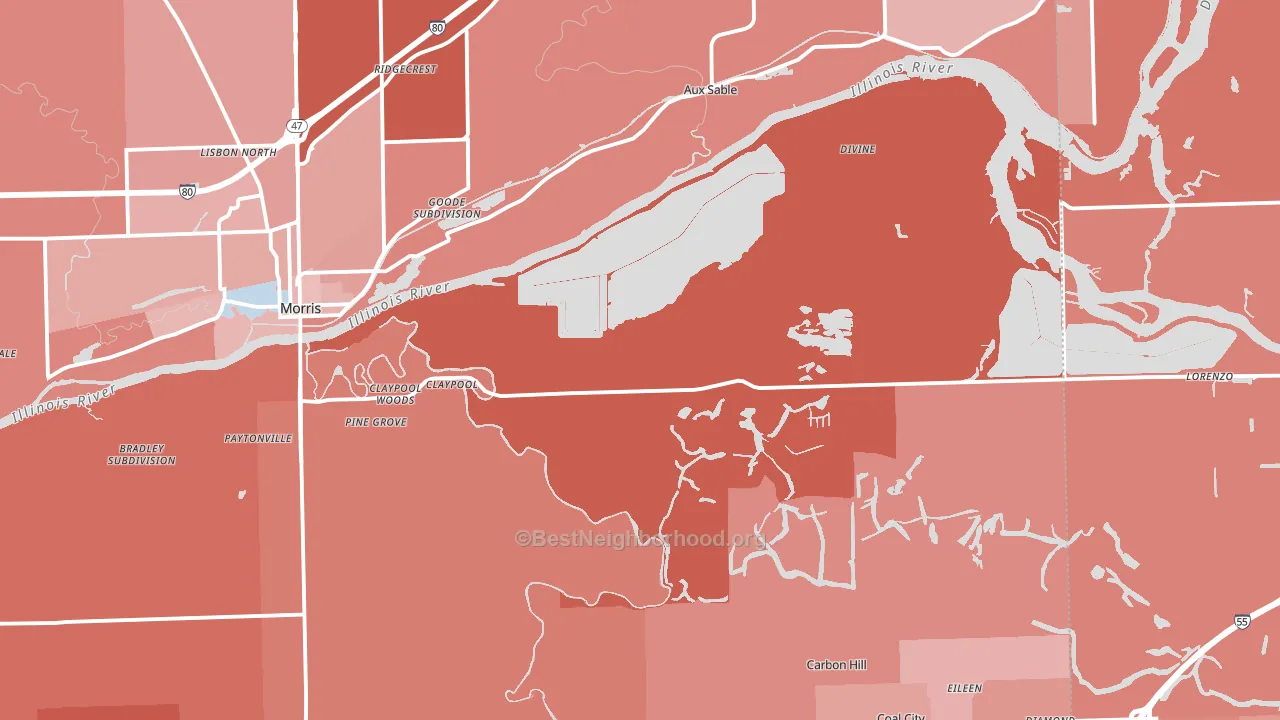Grundy County, IL block-group political-lean map