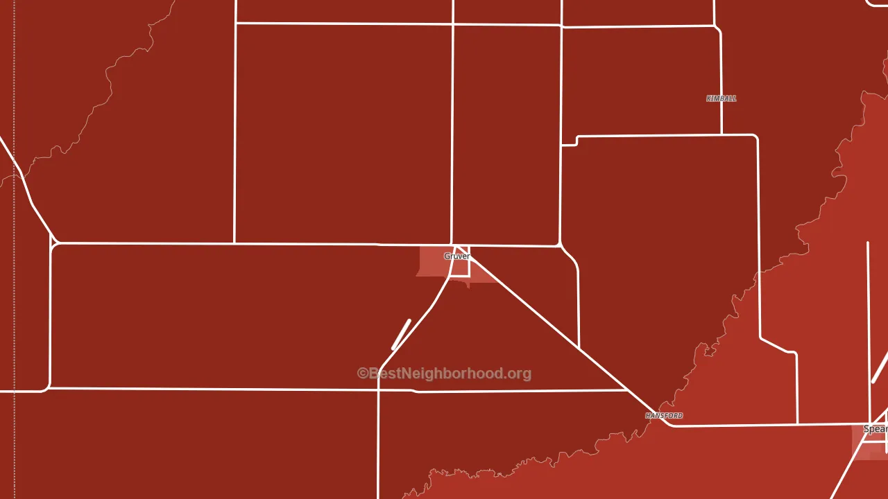 Gruver, TX block-group political-lean map