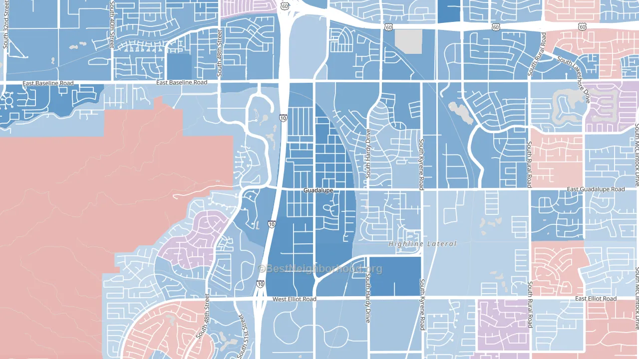 Guadalupe, AZ block-group political-lean map