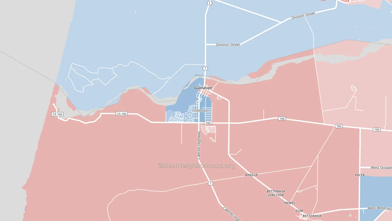 Guadalupe, CA block-group political-lean map