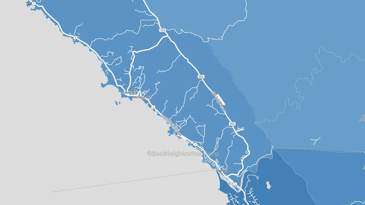 Gualala, CA block-group political-lean map