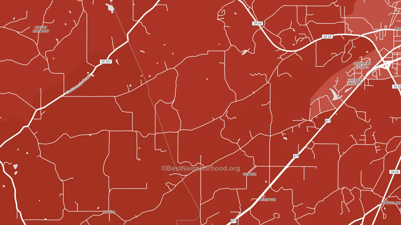 Gudger, TN block-group political-lean map