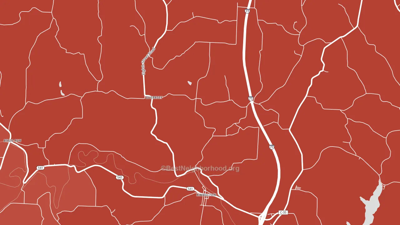 Guernsey, OH block-group political-lean map