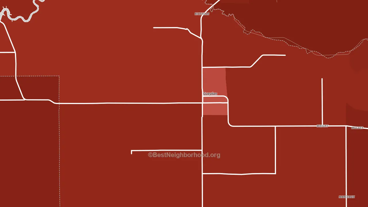 Gueydan, LA block-group political-lean map