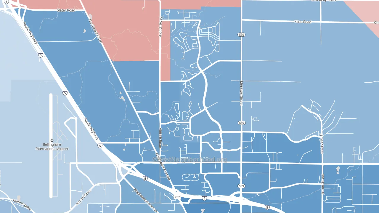 Guide Meridian, Bellingham, WA block-group political-lean map