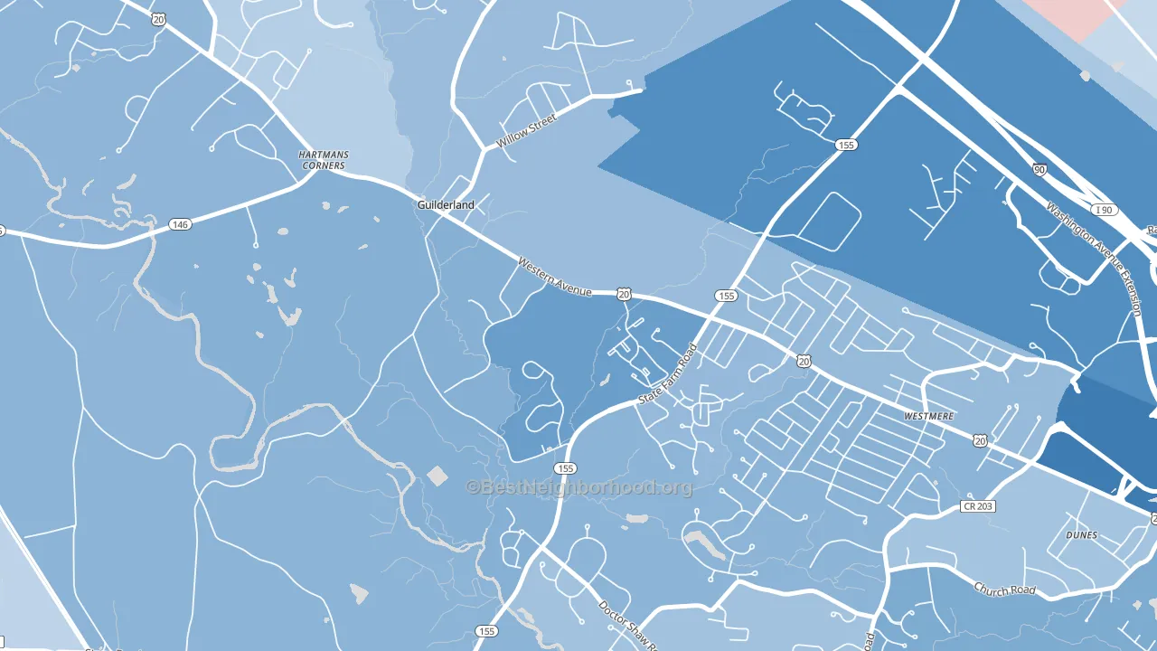 Guilderland, NY block-group political-lean map