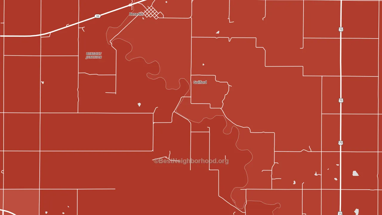 Guilford, KS block-group political-lean map