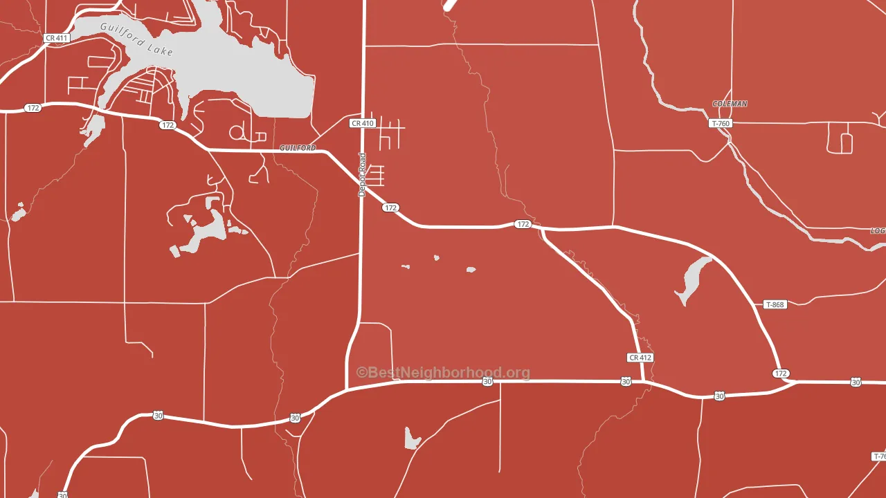 Guilford, OH block-group political-lean map