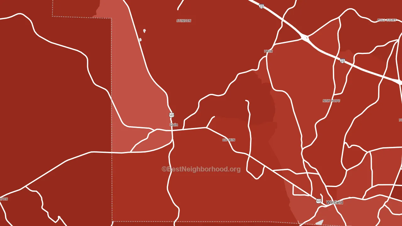 Guin, AL block-group political-lean map