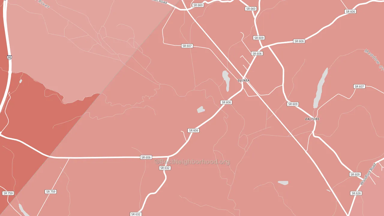 Guinea, VA block-group political-lean map