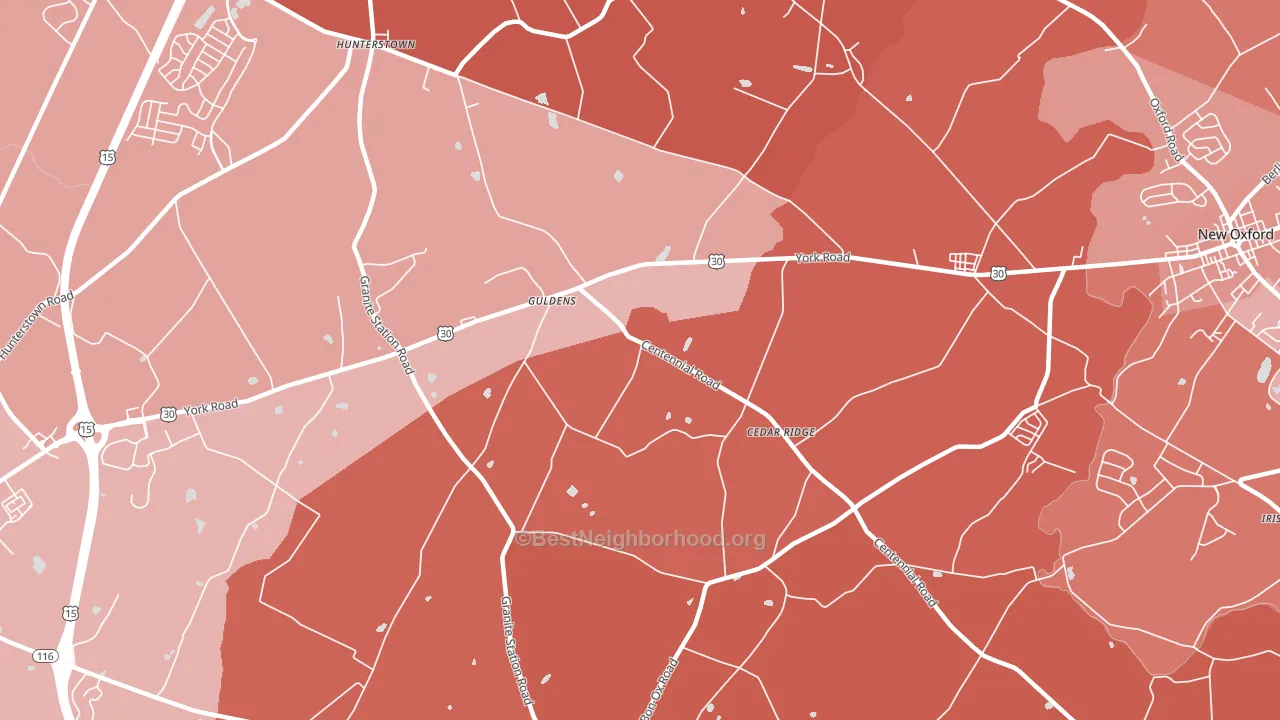 Guldens, PA block-group political-lean map