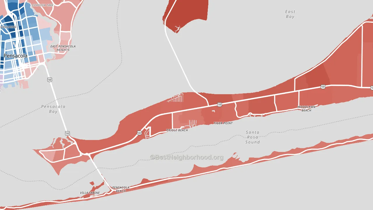 Gulf Breeze, FL block-group political-lean map