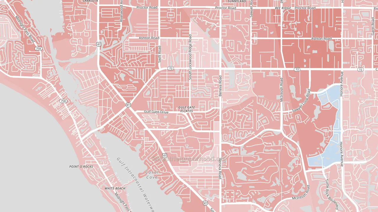 Gulf Gate Estates, FL block-group political-lean map
