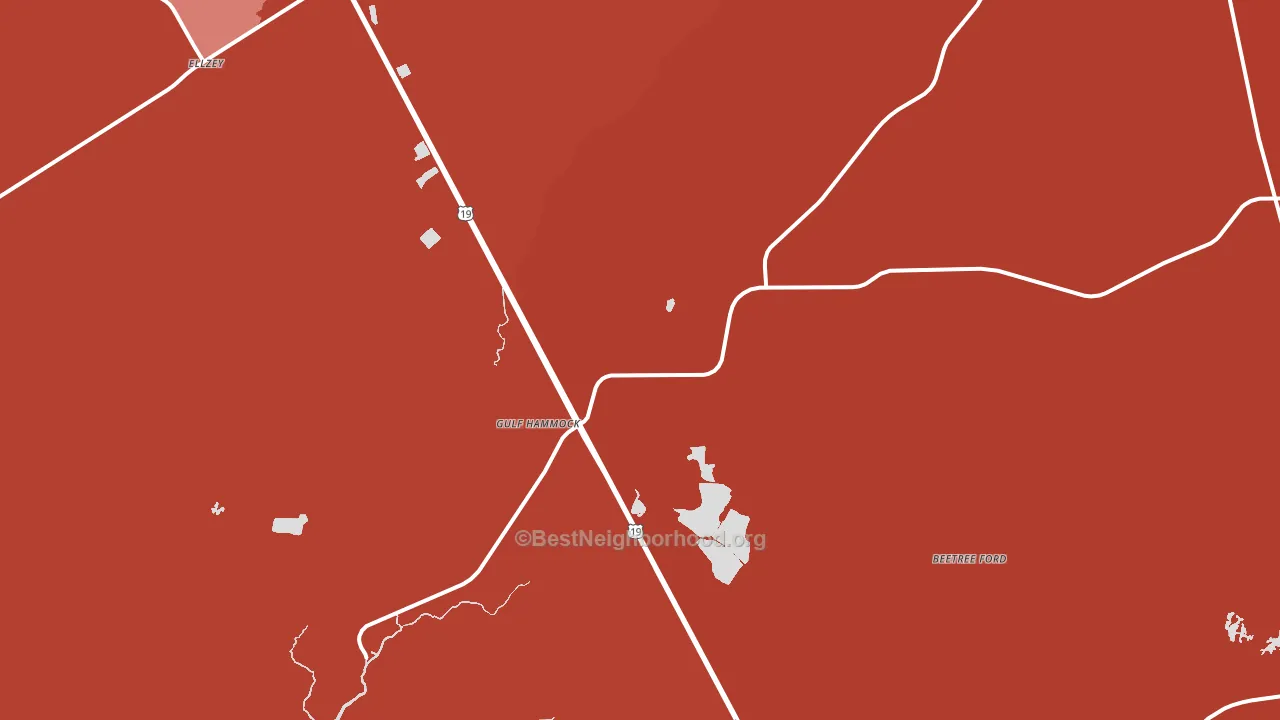 Gulf Hammock, FL block-group political-lean map