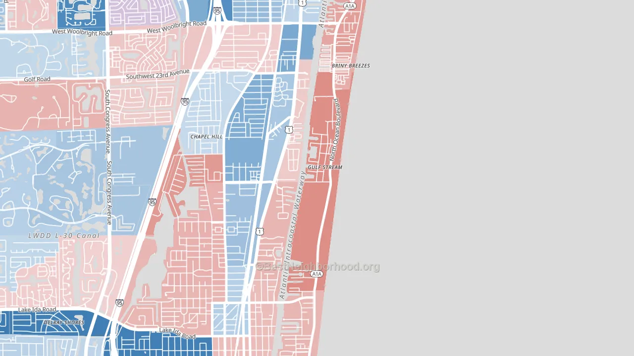 Gulf Stream, FL block-group political-lean map
