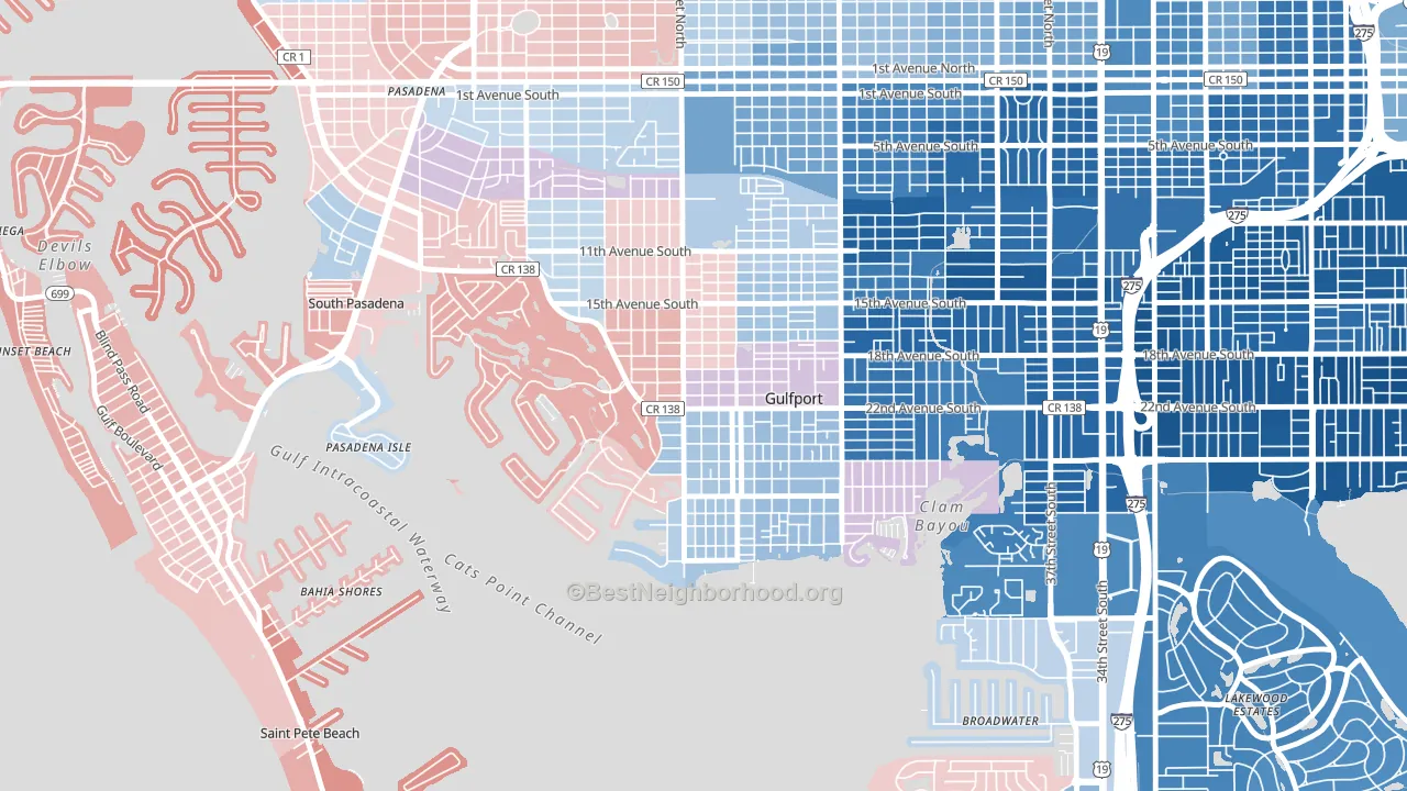 Gulfport, FL block-group political-lean map