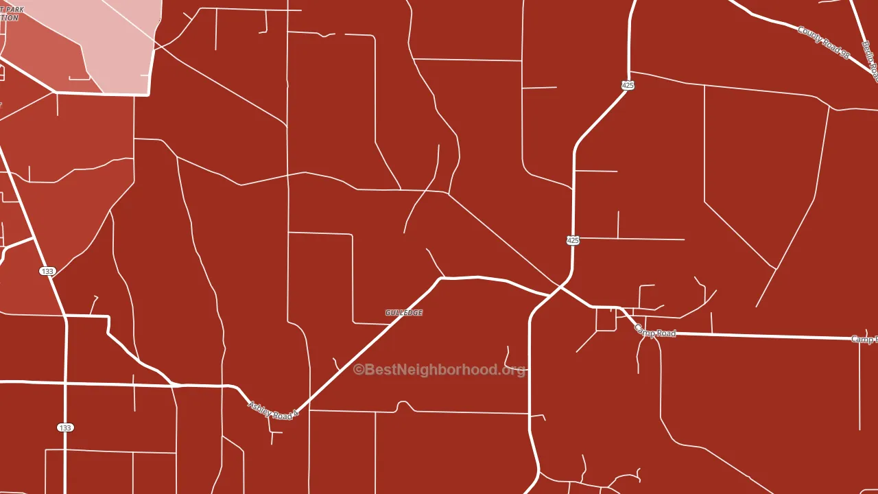 Gulledge, AR block-group political-lean map