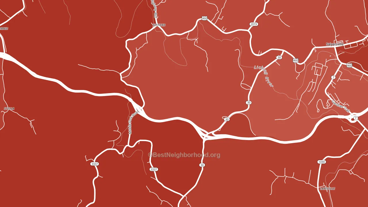 Gullett, KY block-group political-lean map