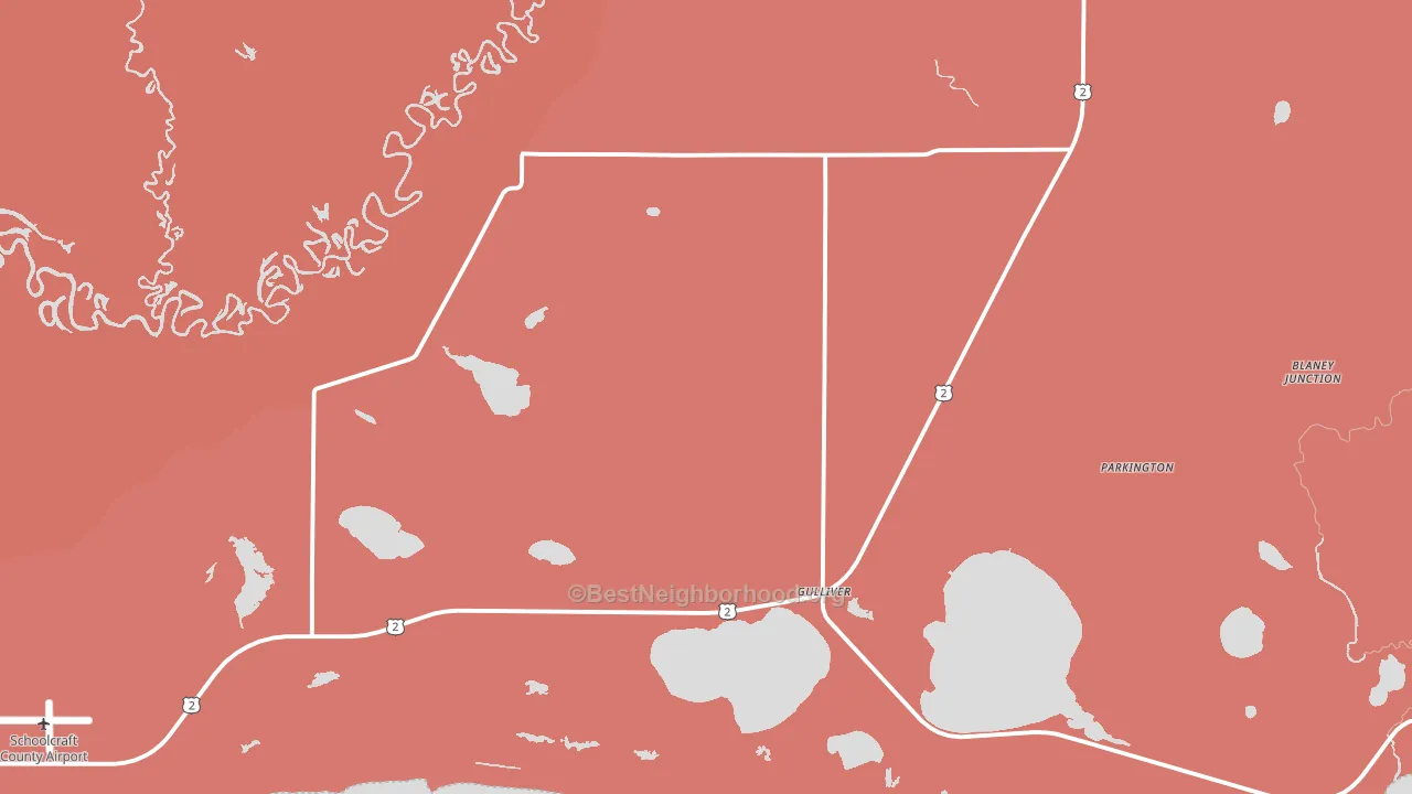 Gulliver, MI block-group political-lean map