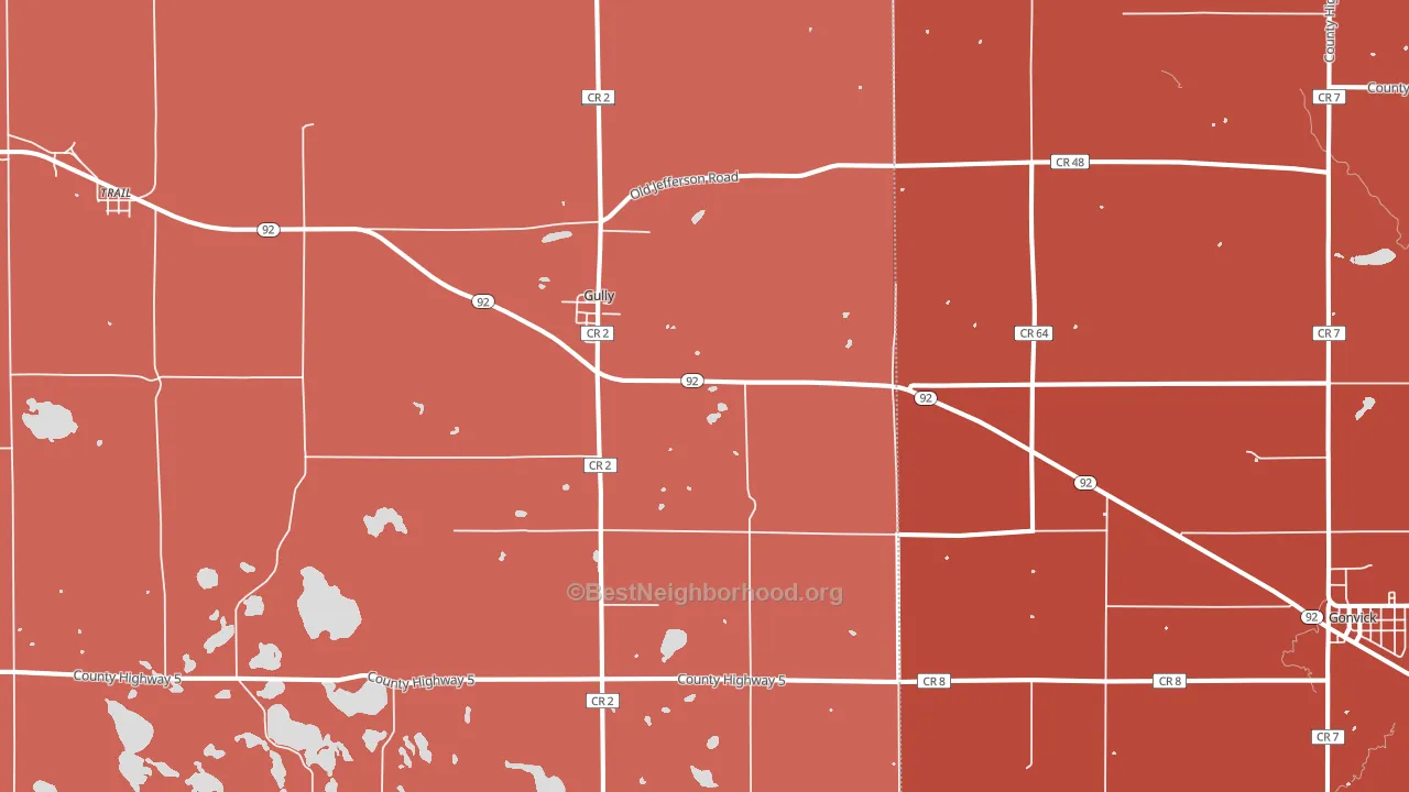 Gully, MN block-group political-lean map