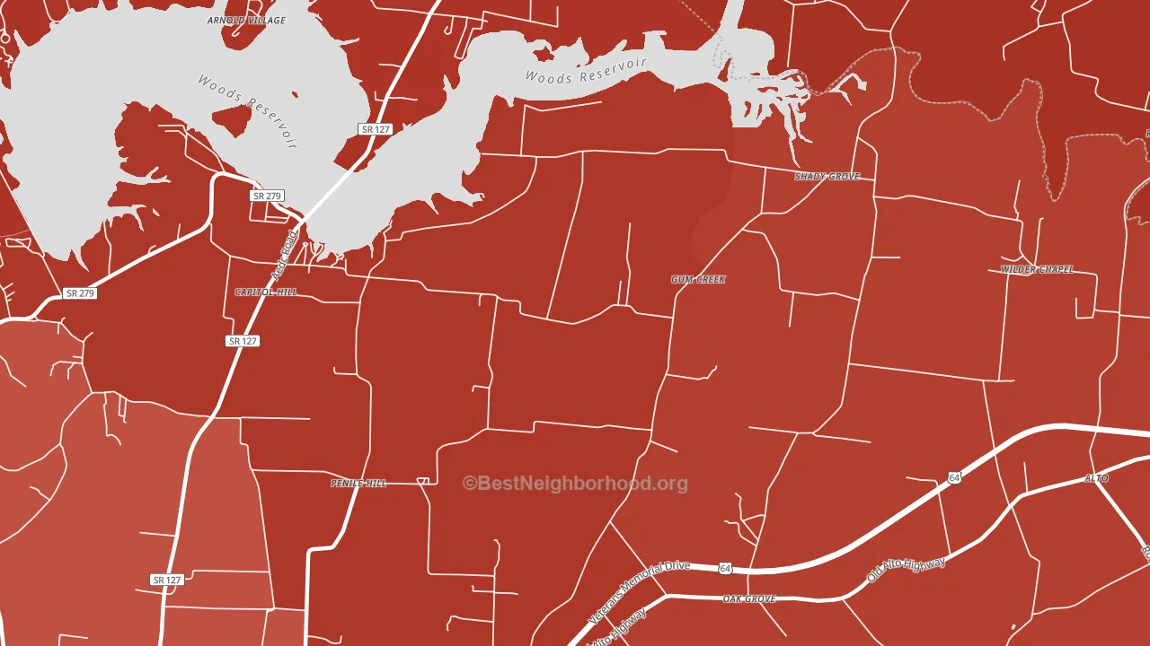 Gum Creek, TN block-group political-lean map