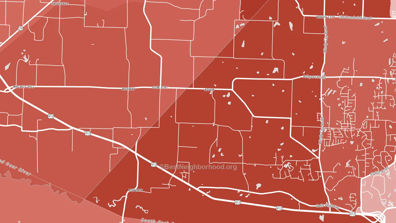 Gum Flat, TN block-group political-lean map