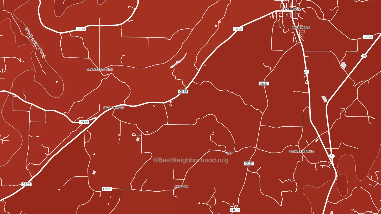 Gum Springs, AL block-group political-lean map
