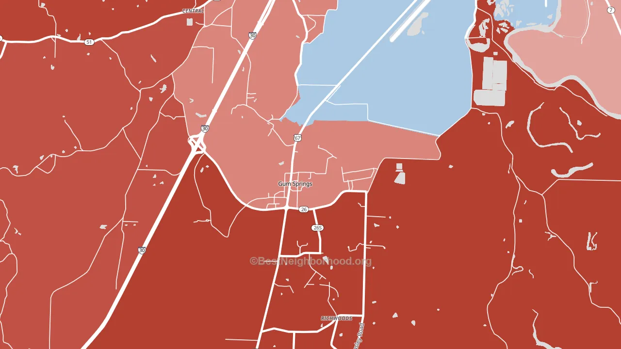 Gum Springs, AR block-group political-lean map
