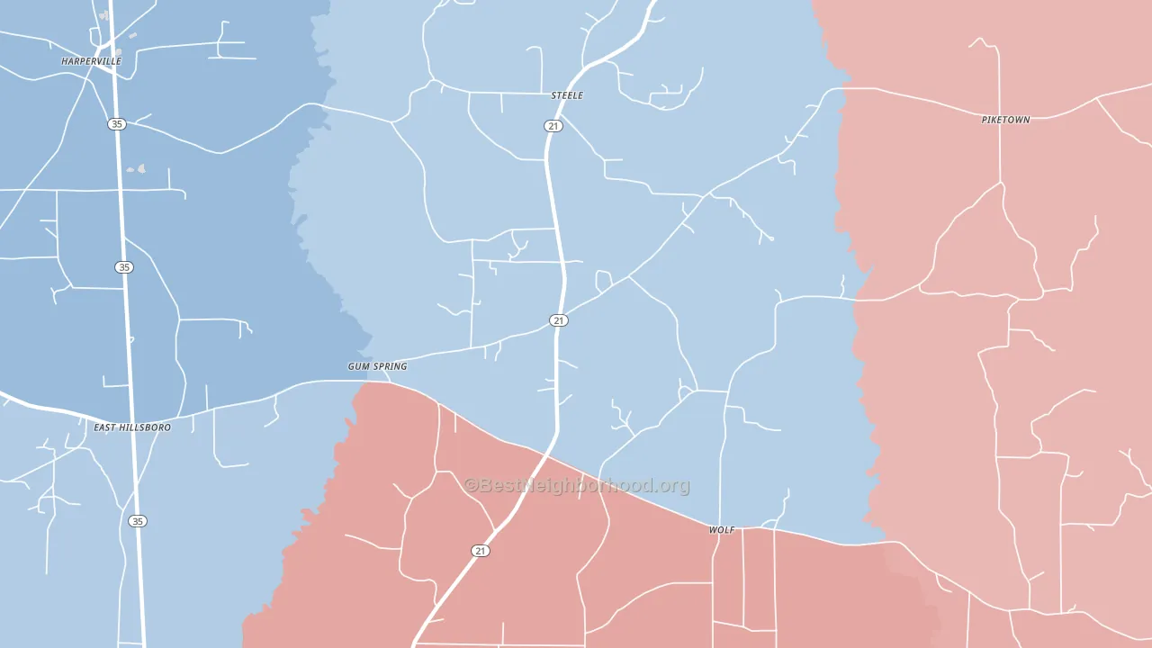 Gum Springs, MS block-group political-lean map