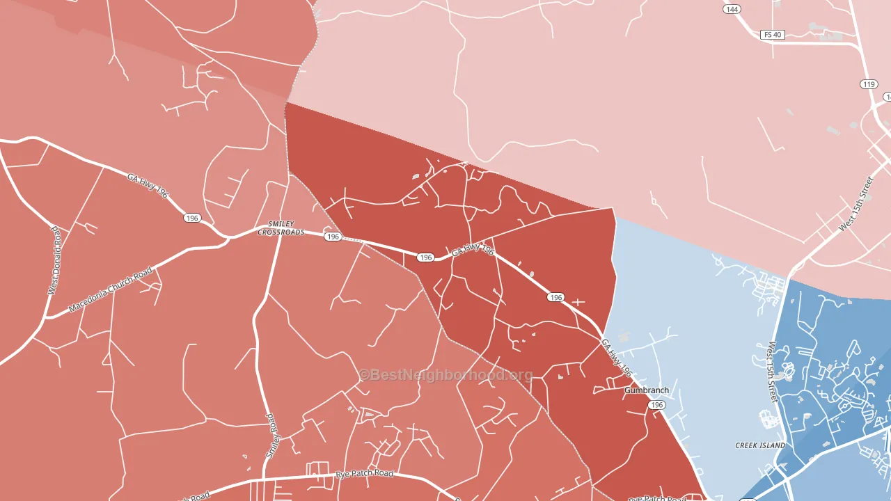 Gumbranch, GA block-group political-lean map