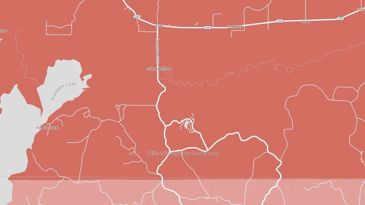 Gums, MS block-group political-lean map