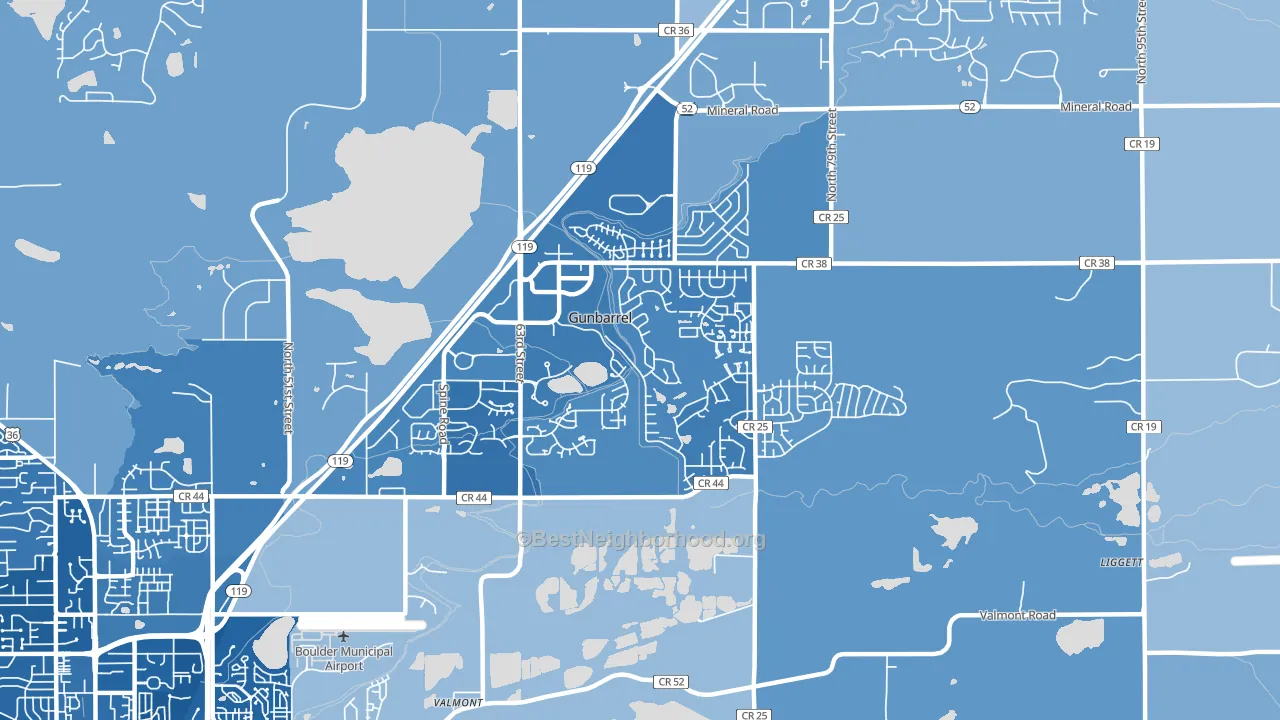 Gunbarrel, CO block-group political-lean map