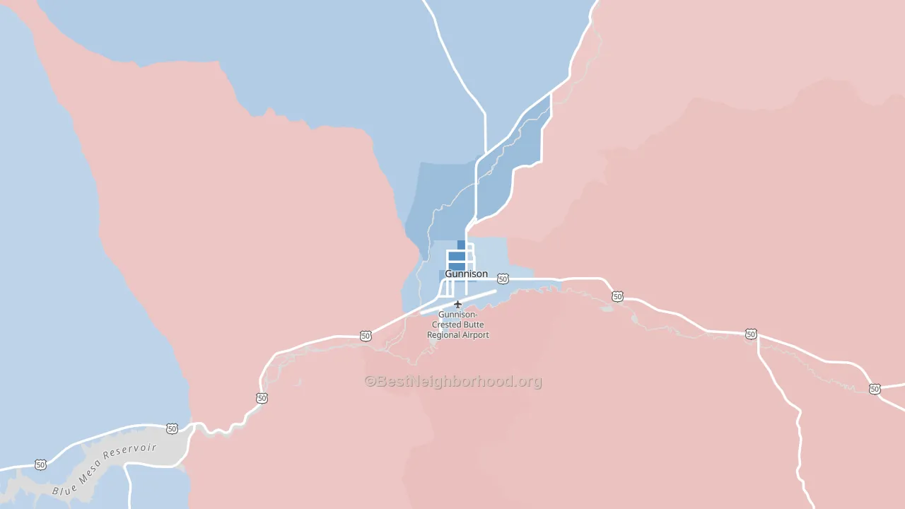 Gunnison, CO block-group political-lean map