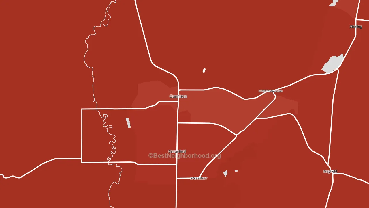Gunnison, UT block-group political-lean map