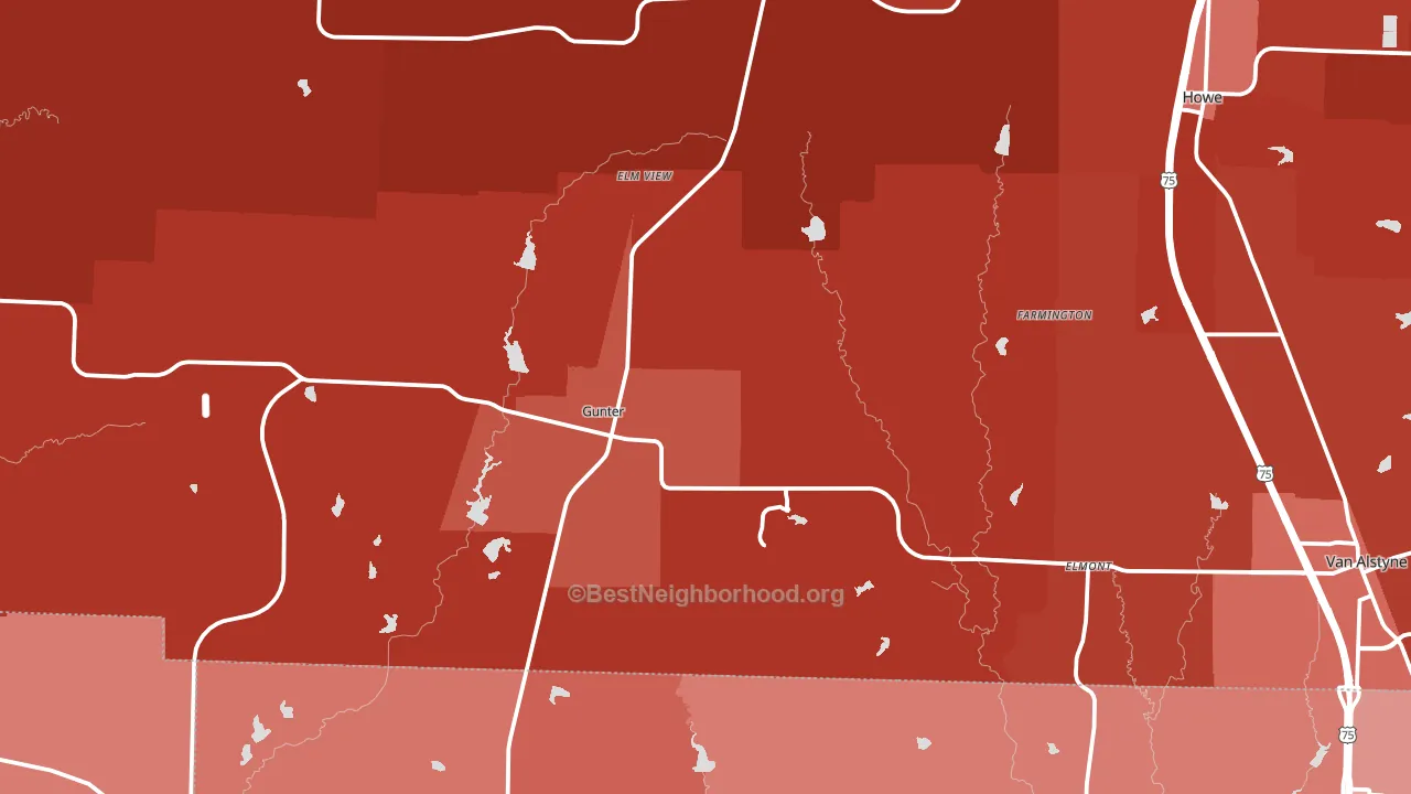 Gunter, TX block-group political-lean map