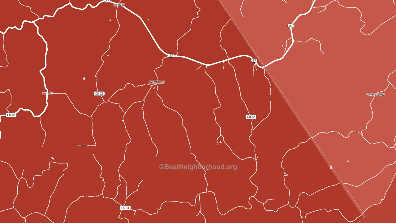 Gunville, WV block-group political-lean map